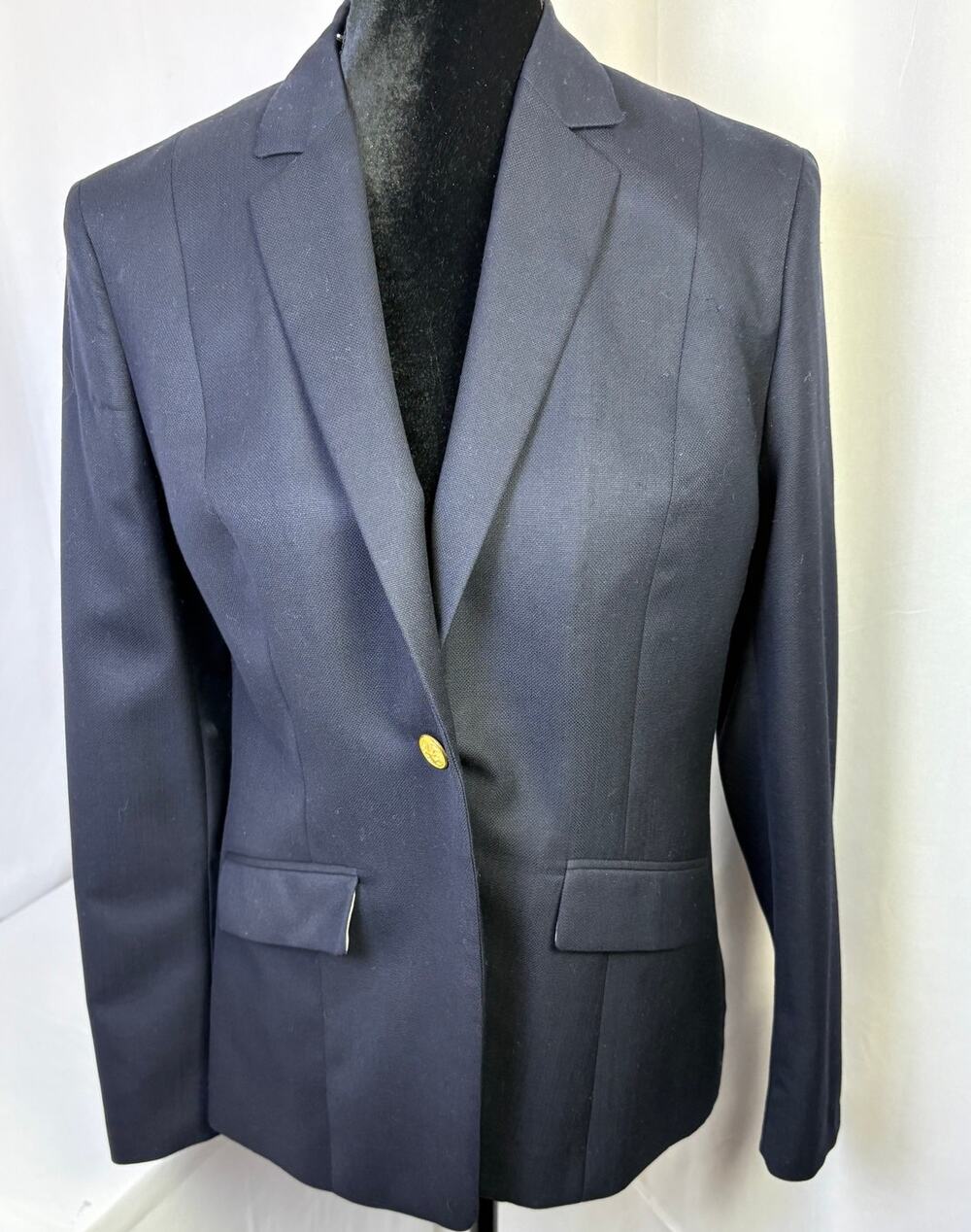Brooks Brothers Womens 8 Navy Wool Blazer Gold Crest Buttons Classic Fit